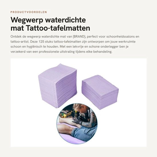 Tavolo di protezione per tatuaggi - Impermeabile - 125 pezzi - Senza rischio di graffi - Sottostante - Salone di bellezza - Protezione contro l'ink - Tavolo coprente da gettare
