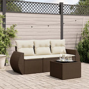 Set Divano da Giardino 4 pz con Cuscini Marrone in Polyrattan 3221072