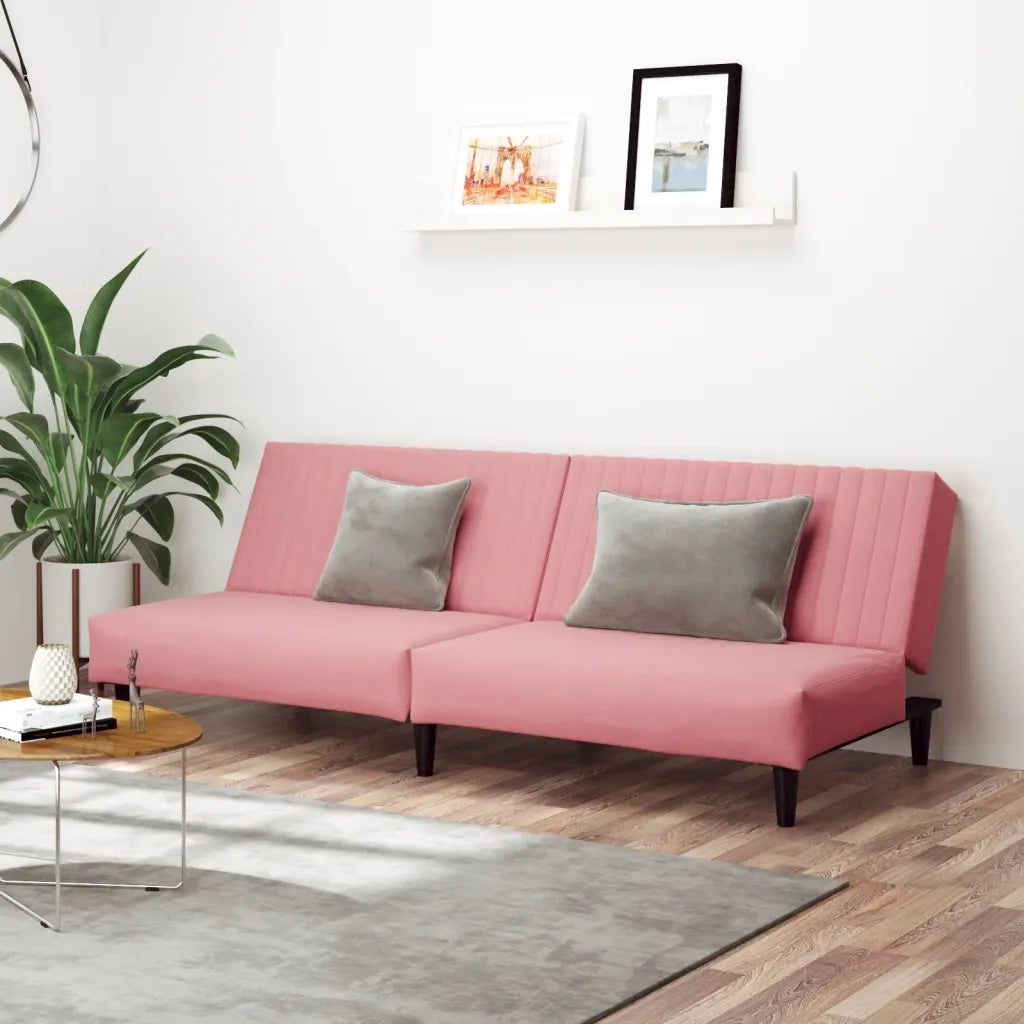 Divano Letto a 2 Posti Rosa in Velluto 375930