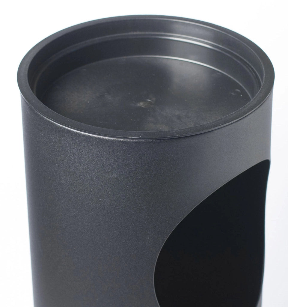 Pattumiera Gettacarte Ø24,3xh66,5 cm con Posacenere In Acciaio Verniciato Nero