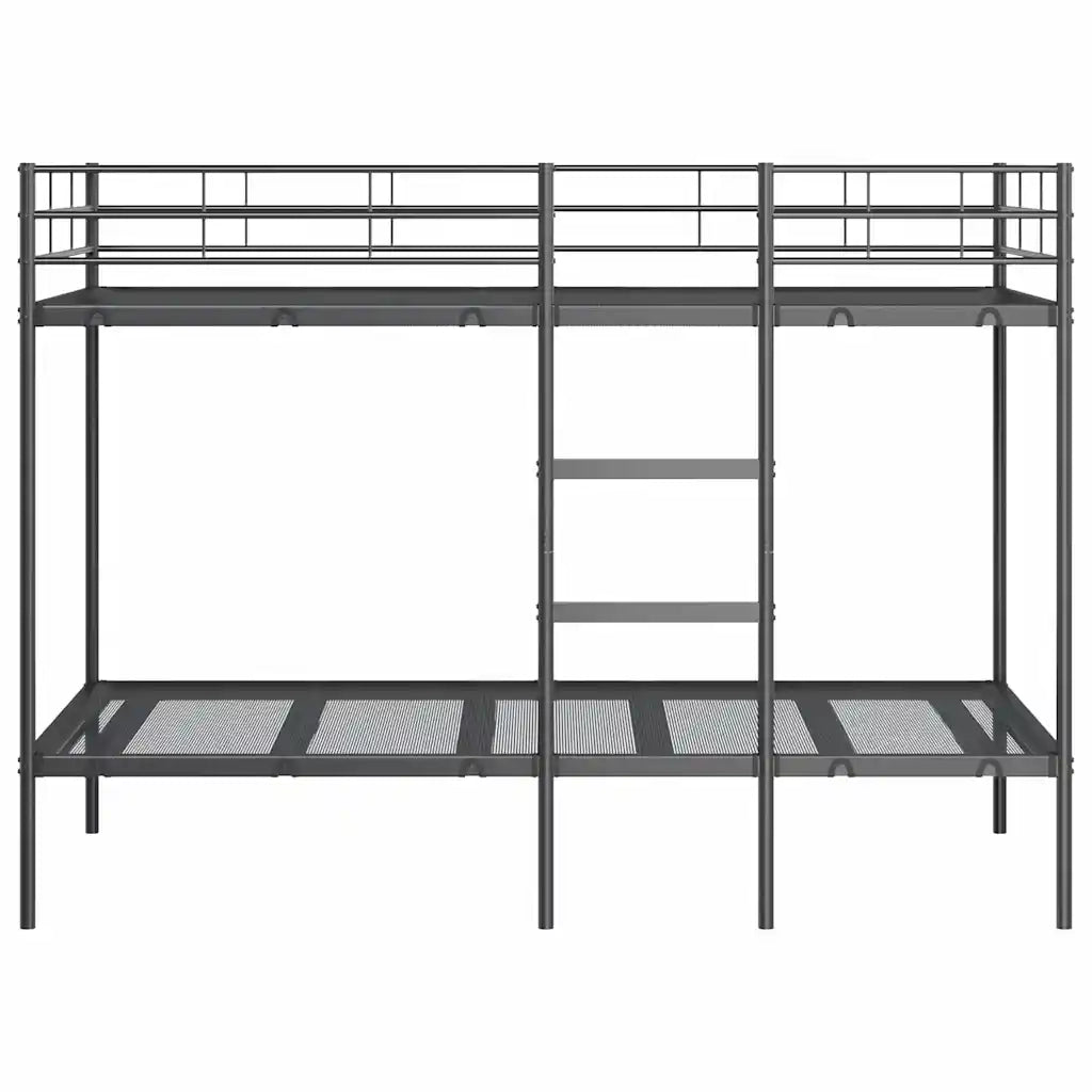 Letto a Castello senza Materasso-Struttura Letto a Castello Nero 100x190 cm in Acciaio