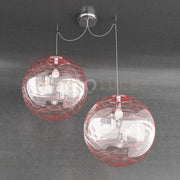 MOON SOSPENSIONE 2 LUCI D.40 CM. VETRO ROSSO 1117-S2-40-RO