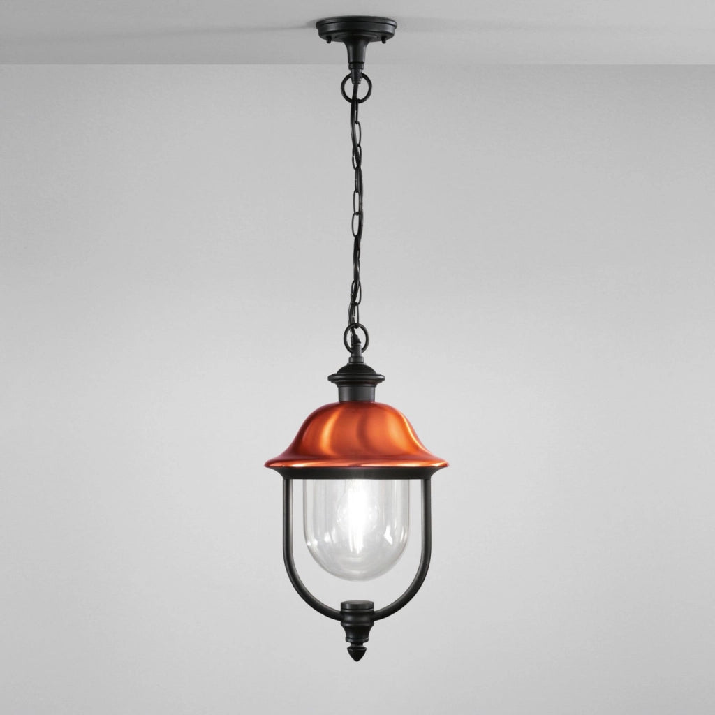SOSPENSIONE VENEZIA NERA E RAME 1 LUCE ATTACCO E27 IP44 25X110CM