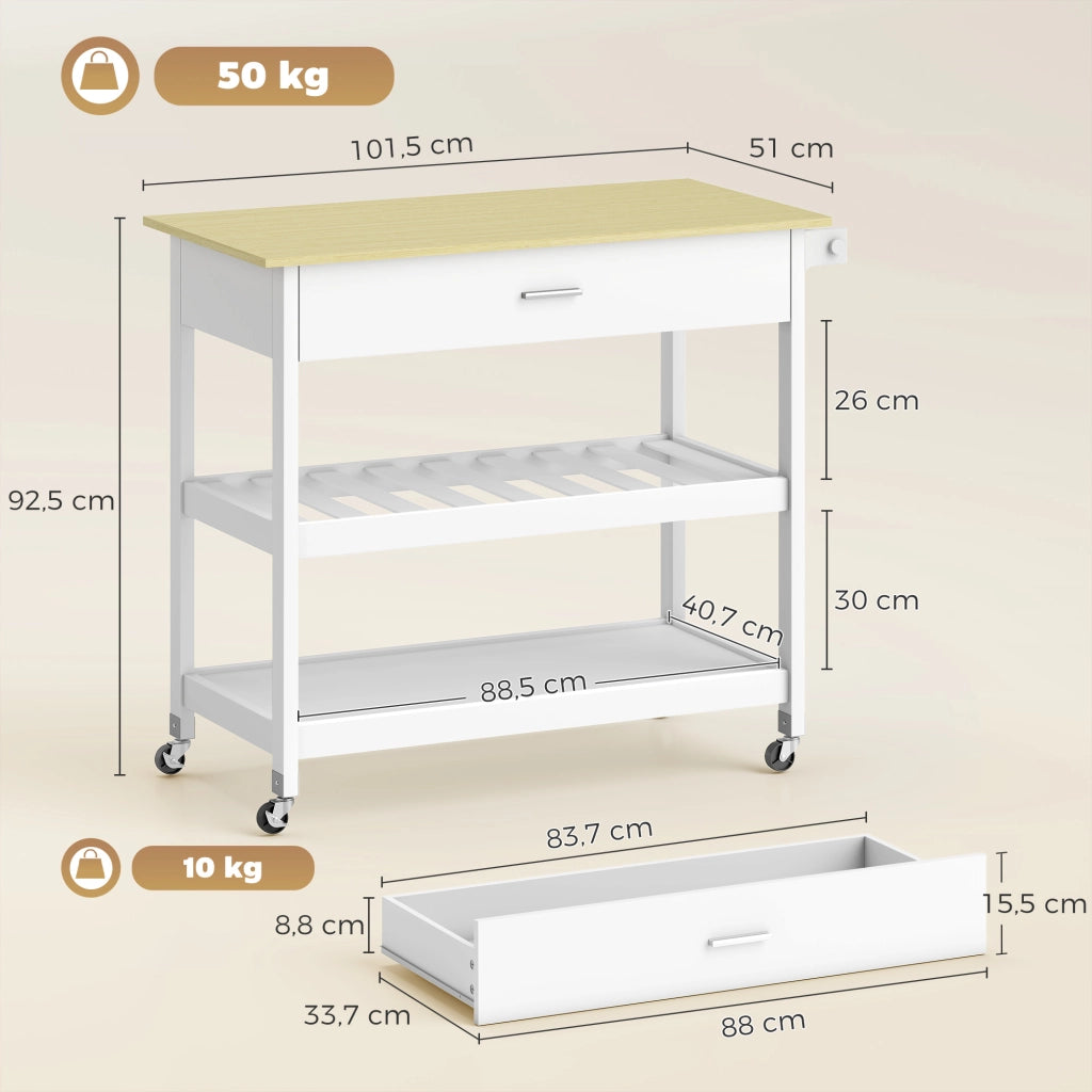 Mobile da cucina con ruote ¨C Minimal ¨C bianco