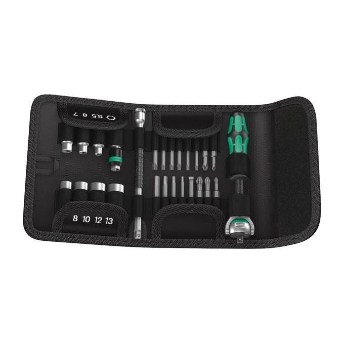 Wera 05051045001 Kraftform Compact Zyklop Speed Set di utensili 26 pezzi con cricchetto 1-4'' e custodia pieghevole colore Nero