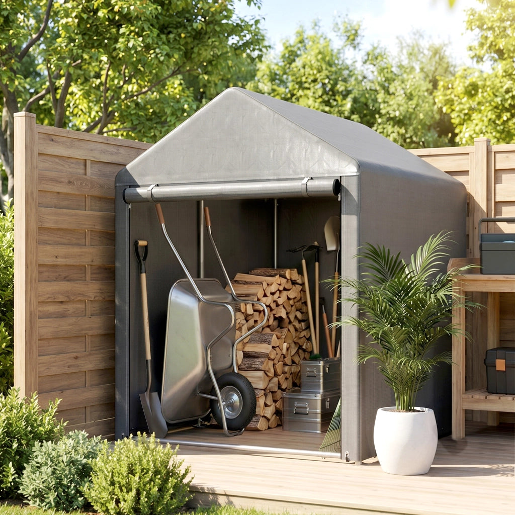 Tenda da Giardino per Biciclette ¨C Xylo ¨C 1,2x1,8x1,65 m Grigio Chiaro Impermeabile Anti-UV
