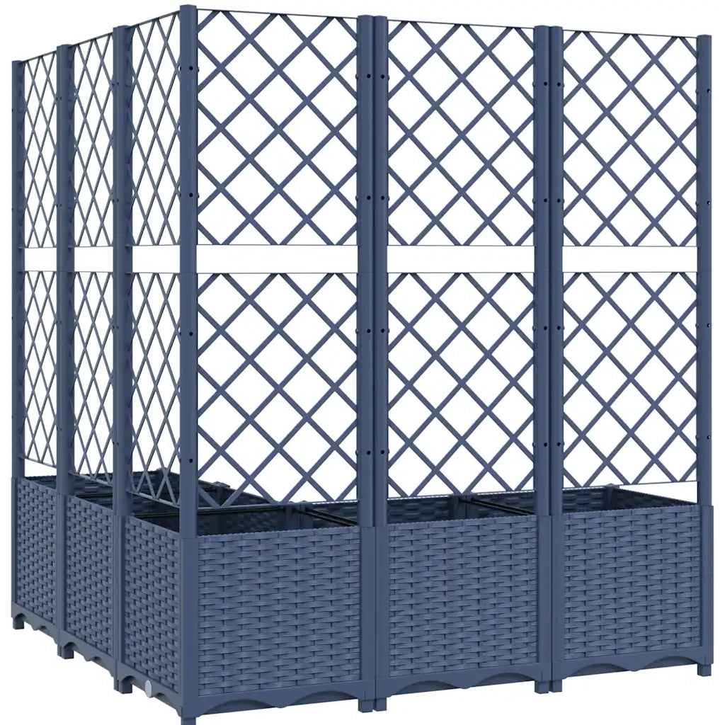 Fioriera | Cassetta per fiori | Vaso da Giardino Graticcio Grigio Blu 120x120x136cm PP