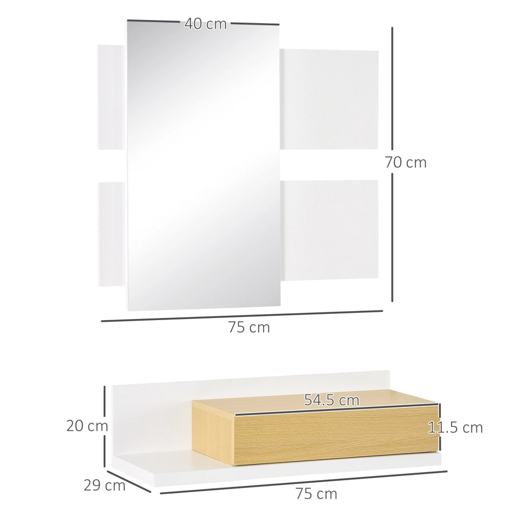 Mobile da Ingresso con Specchio e Cassetto ¨C Xylo ¨C Legno Bianco 40x70cm