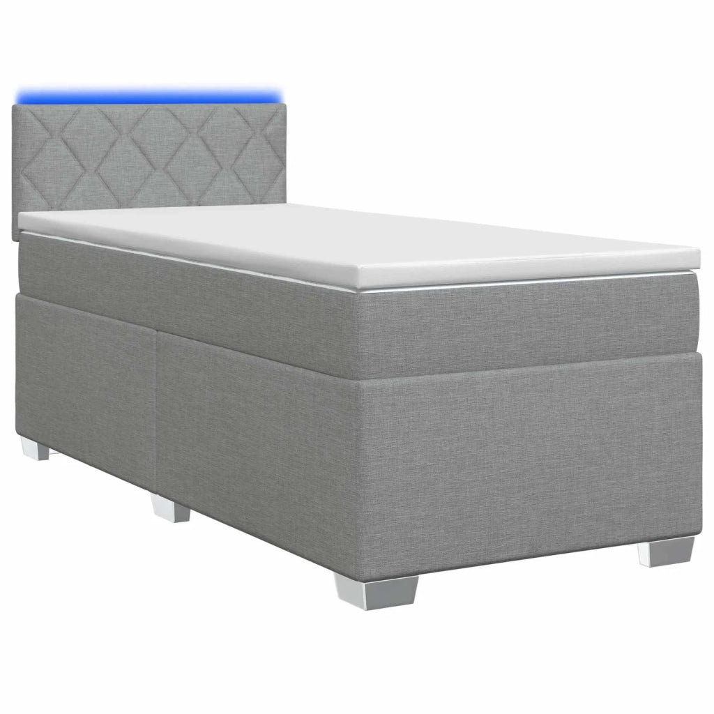 Letto con Box Spring, Materasso e LED Grigio Chiaro 90 x 200 cm 3451861