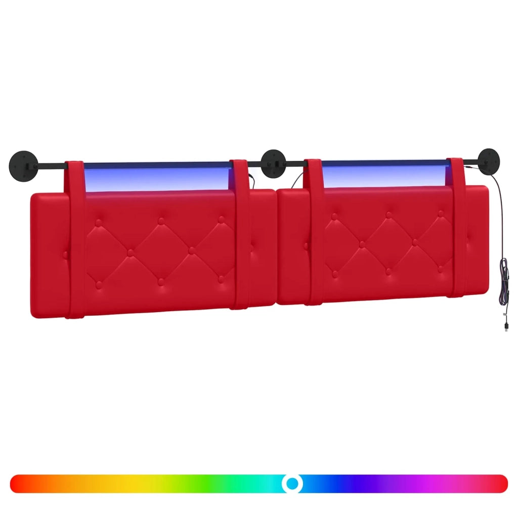 Testiera sospesa Con luce LED Rosso Similpelle 3424237