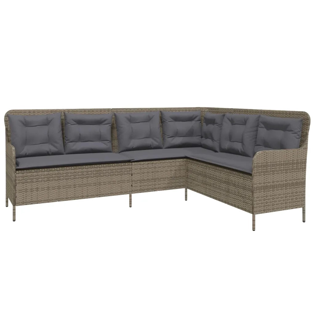 Divano da Giardino con Cuscini a L Grigio in Polyrattan 369002