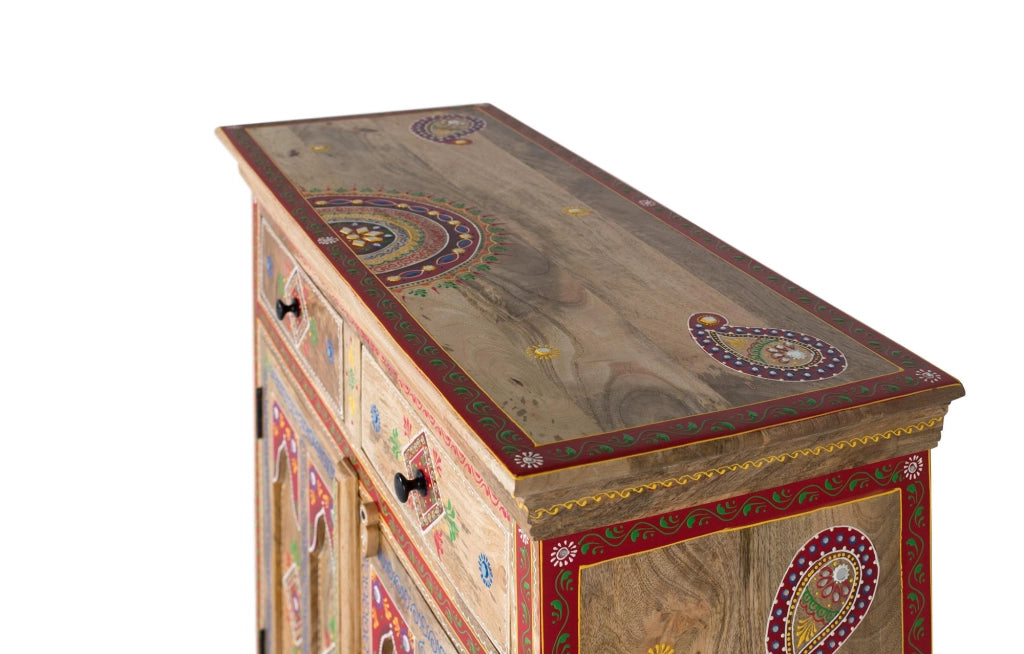  Credenza con 2 cassetti e 2 ante dipinte a mano