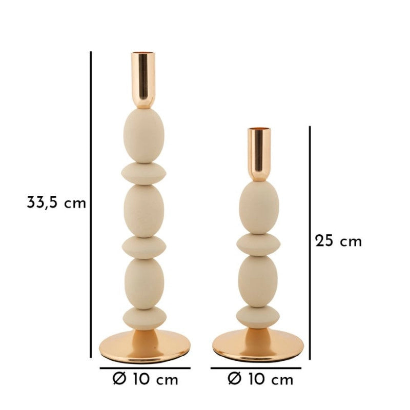 Porta Cand Shuttle Crema Set 2 Pz cm ø 10x25-10x33,5