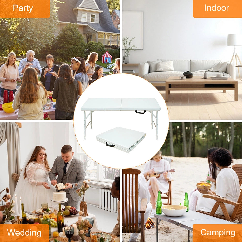 Tavolo-Xylo-125cm pieghevole bianco regolabile portatile 135kg