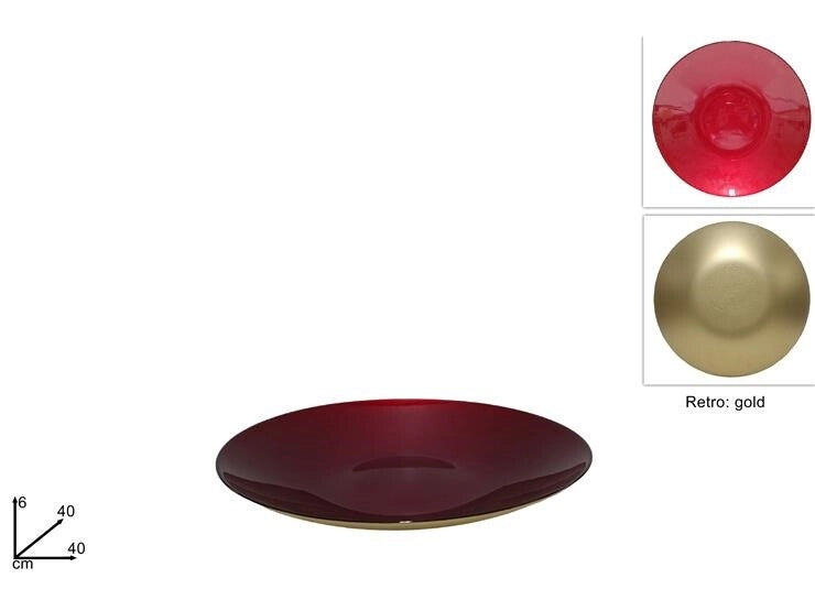 Centrotavola Natalizio in Vetro Rosso e Oro 40 cm