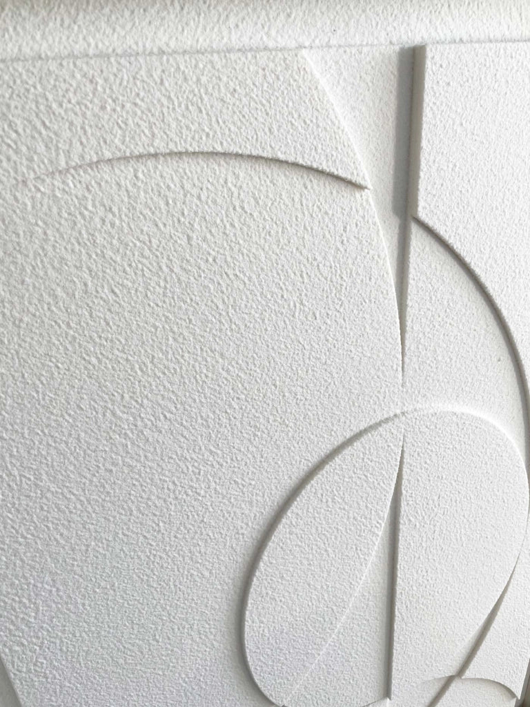 Quadro Hispanohogar in resina 3D con texture geometrica bianco 93x63x4