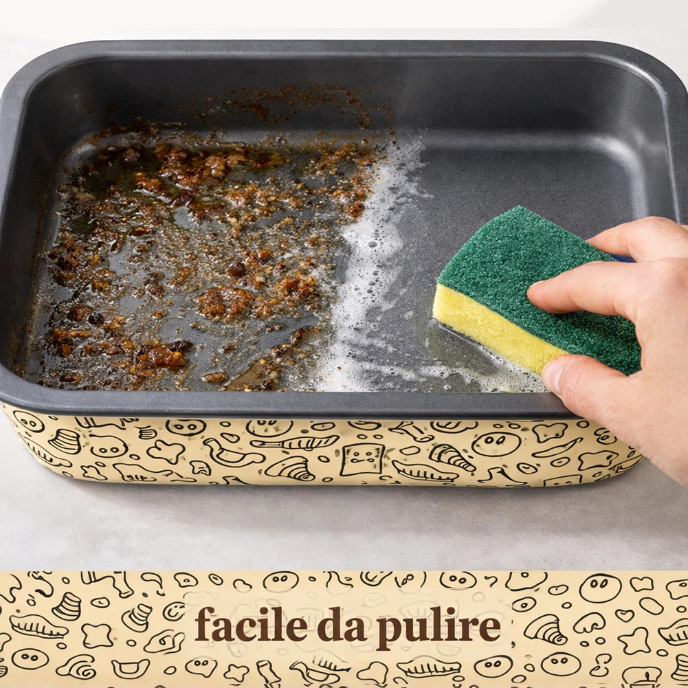Set 4 Teglie Rettangolari con Alette 20-25-30-35cm Teglia da Cucina Antiaderente
