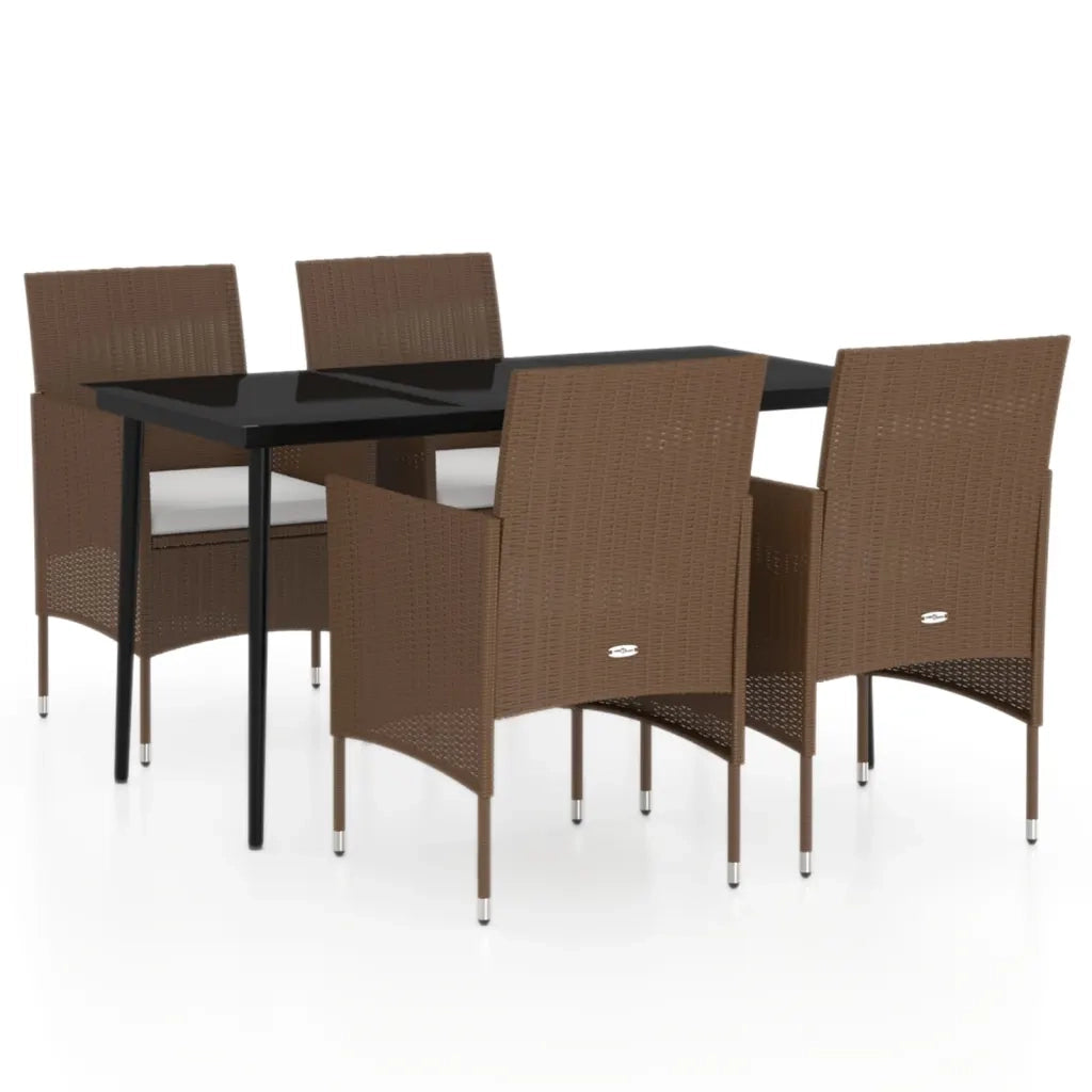Set da Pranzo da Giardino 5 pz con Cuscini Marrone e Nero 3099325