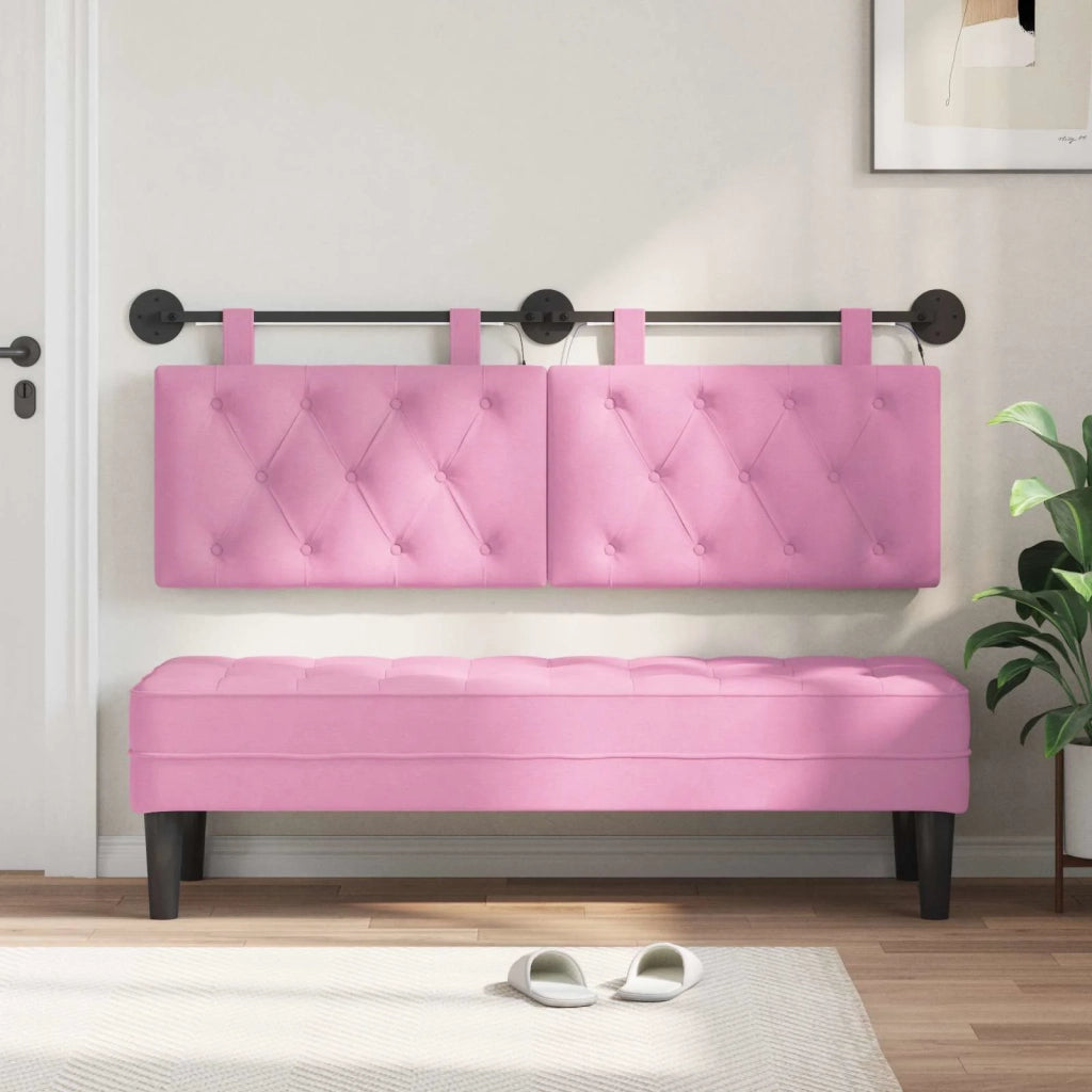 Testiera sospesa Con luce LED Rosa Tessuto 3424607