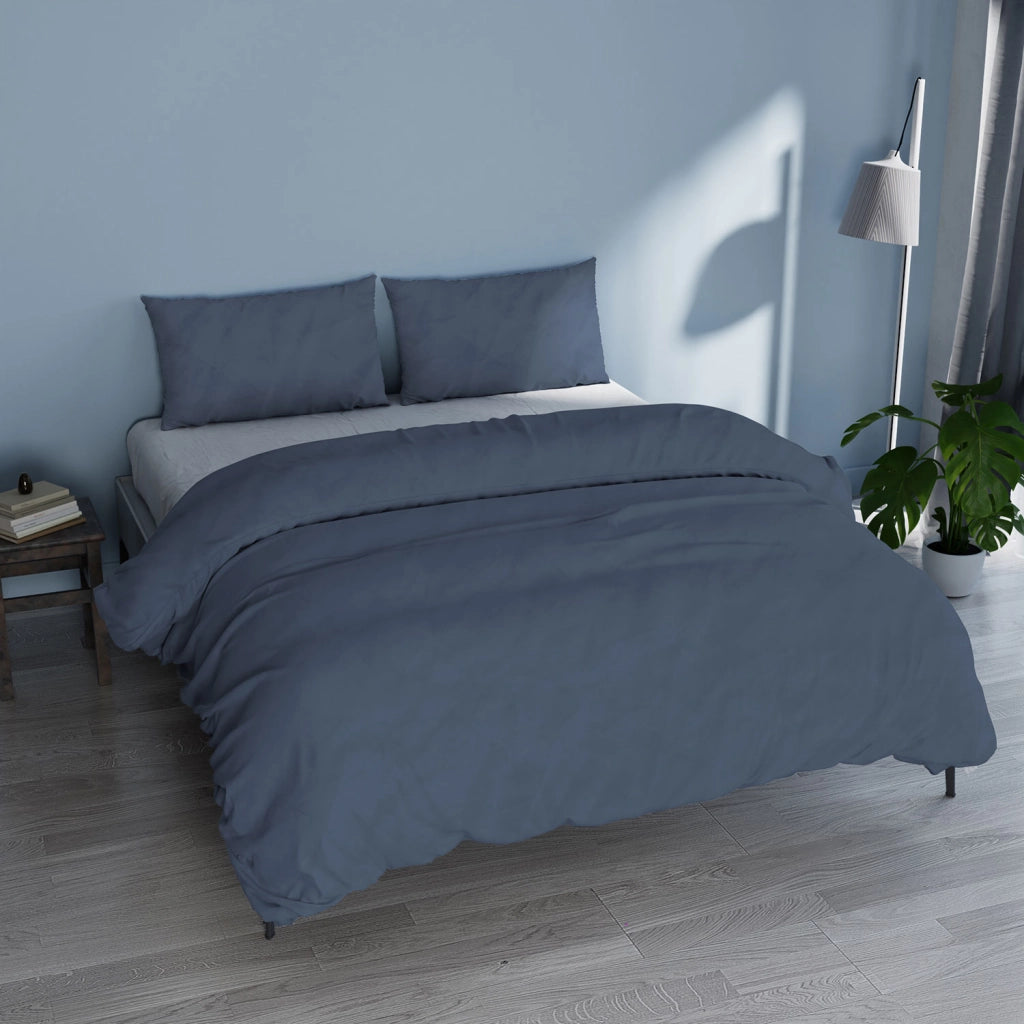 Copripiumino Matrimoniale con Sacco e Federe Linea Water Washed Blu
