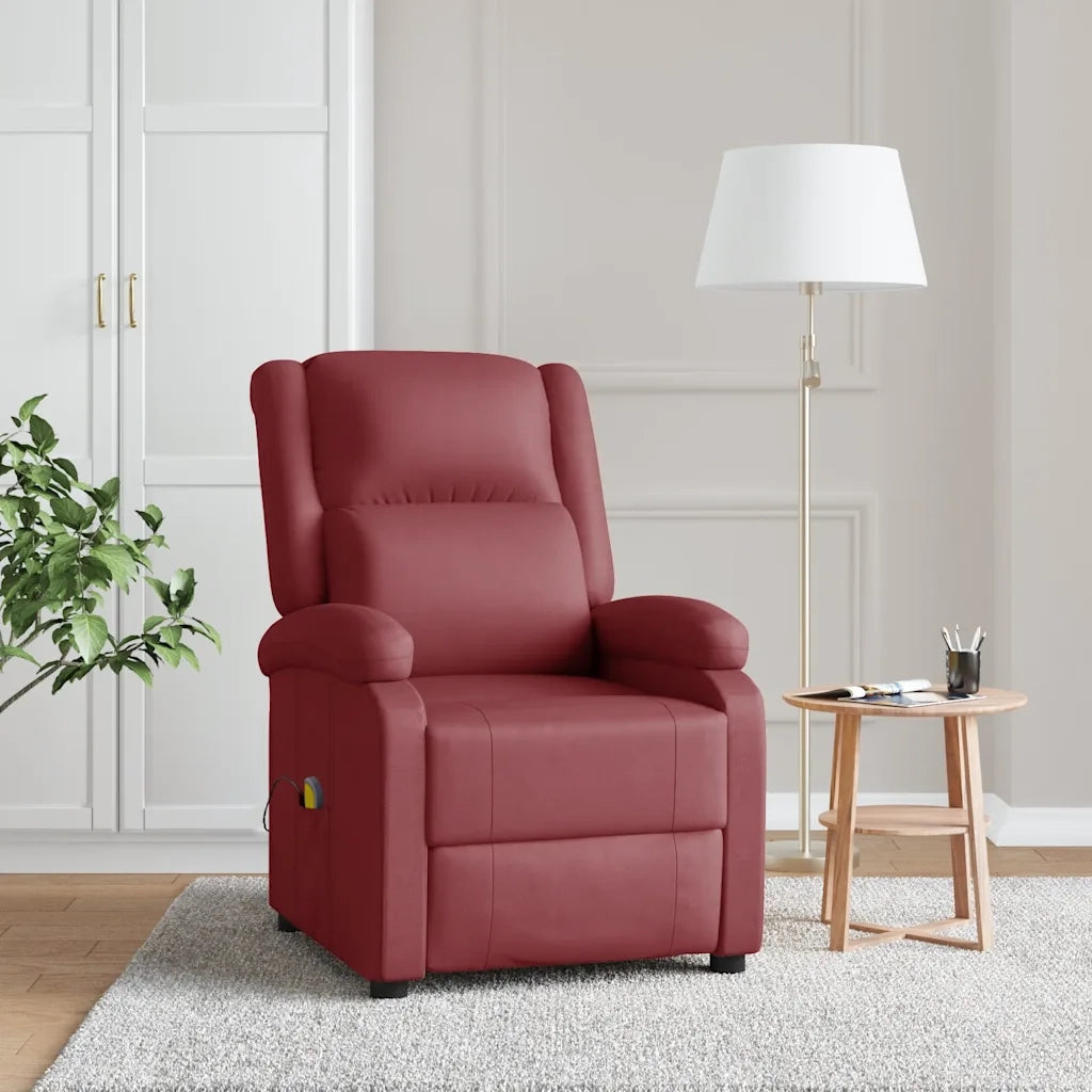 Poltrona Massaggiante | Sedia Relax Rosso Vino in Similpelle