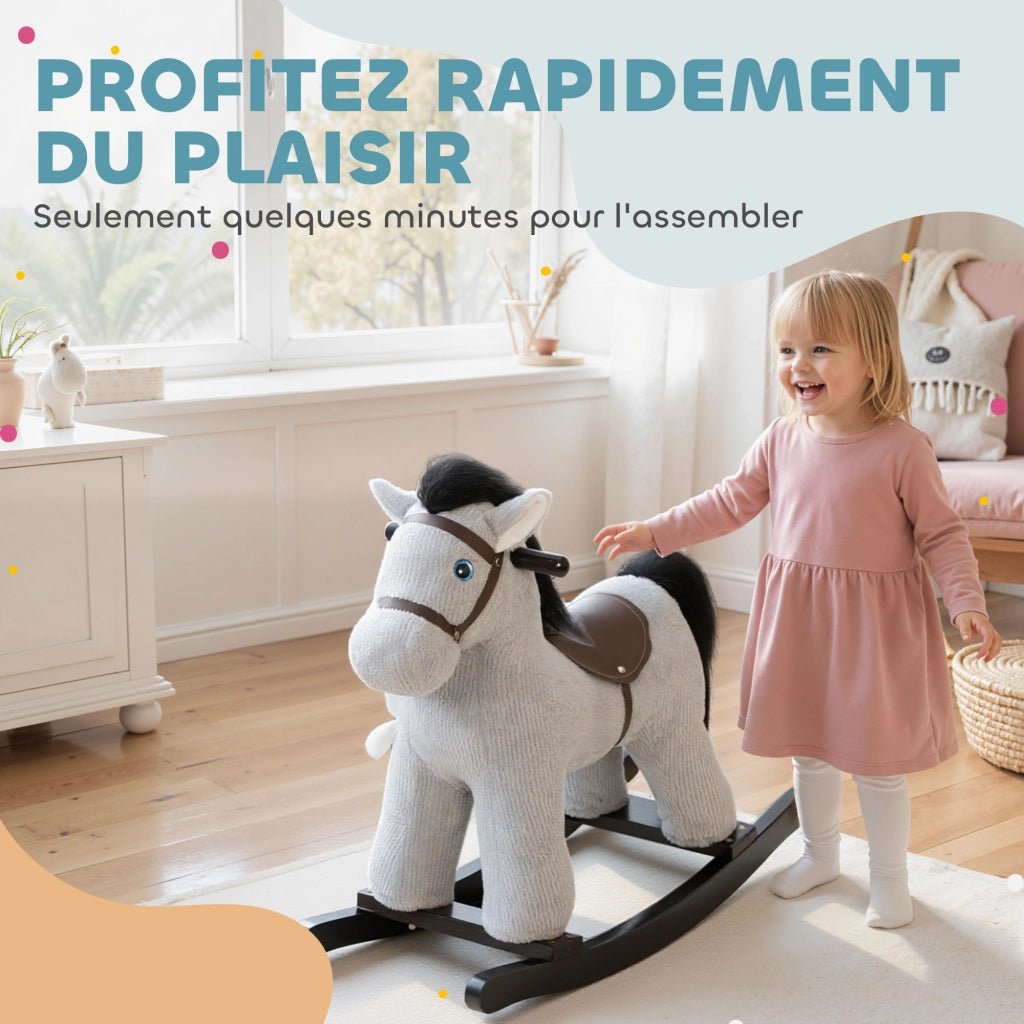 Cavallo a Dondolo per Bambini ¨C Minimal ¨C Grigio 71x26x55 cm