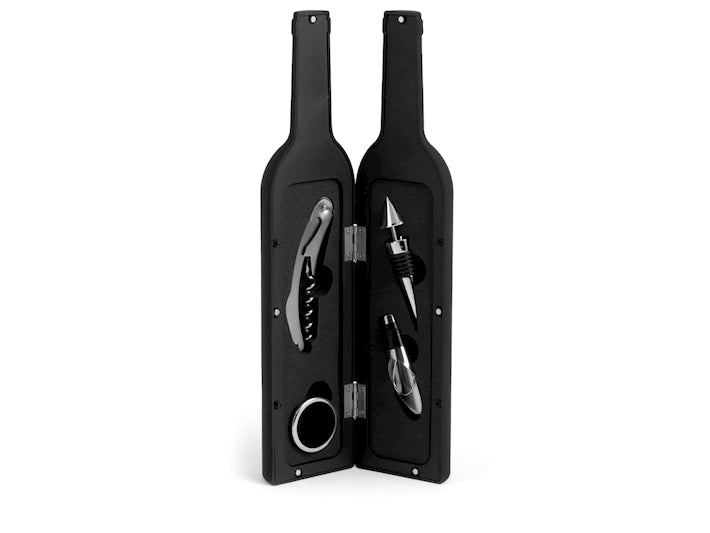 Cofanetto 5 pezzi somelier forma di bottiglia colore nero c