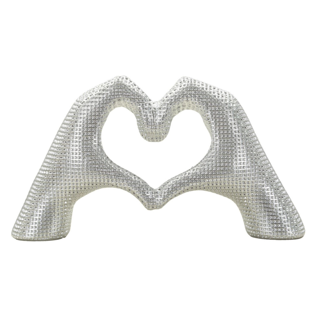 Scultura Lover in resina argento: coppia di amanti