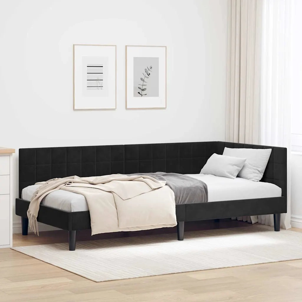 Cornice del letto ad angolo Nero 90 cm x 190 cm Velluto 42016423