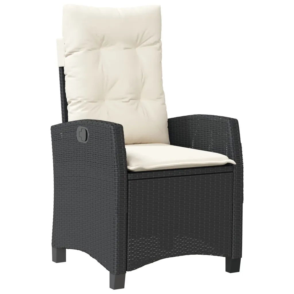 Set da Pranzo da Giardino 5 pz Nero con Cuscini in Polyrattan 3212655