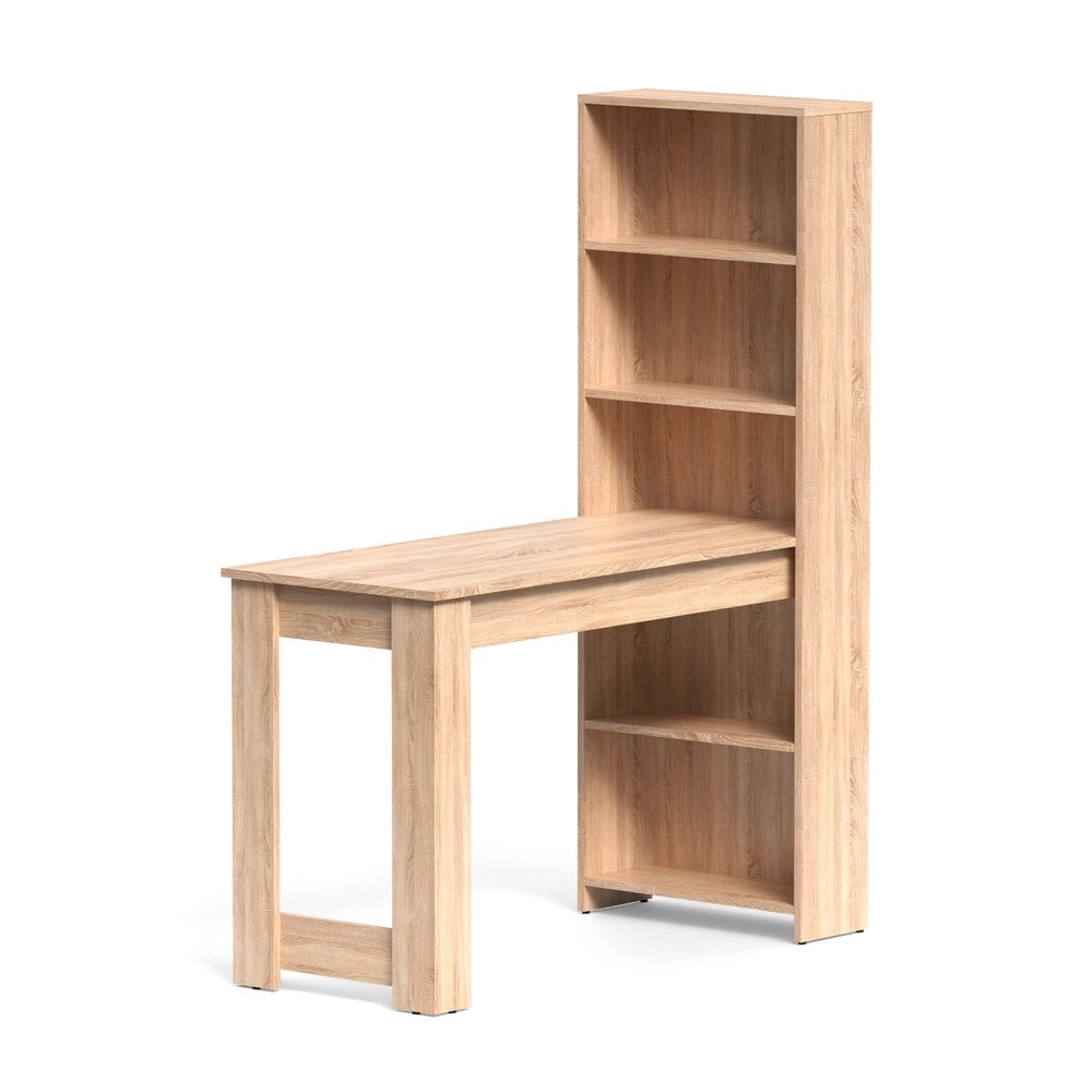 Tavolo Penisola Mojo02 con Libreria Integrata Colore Rovere