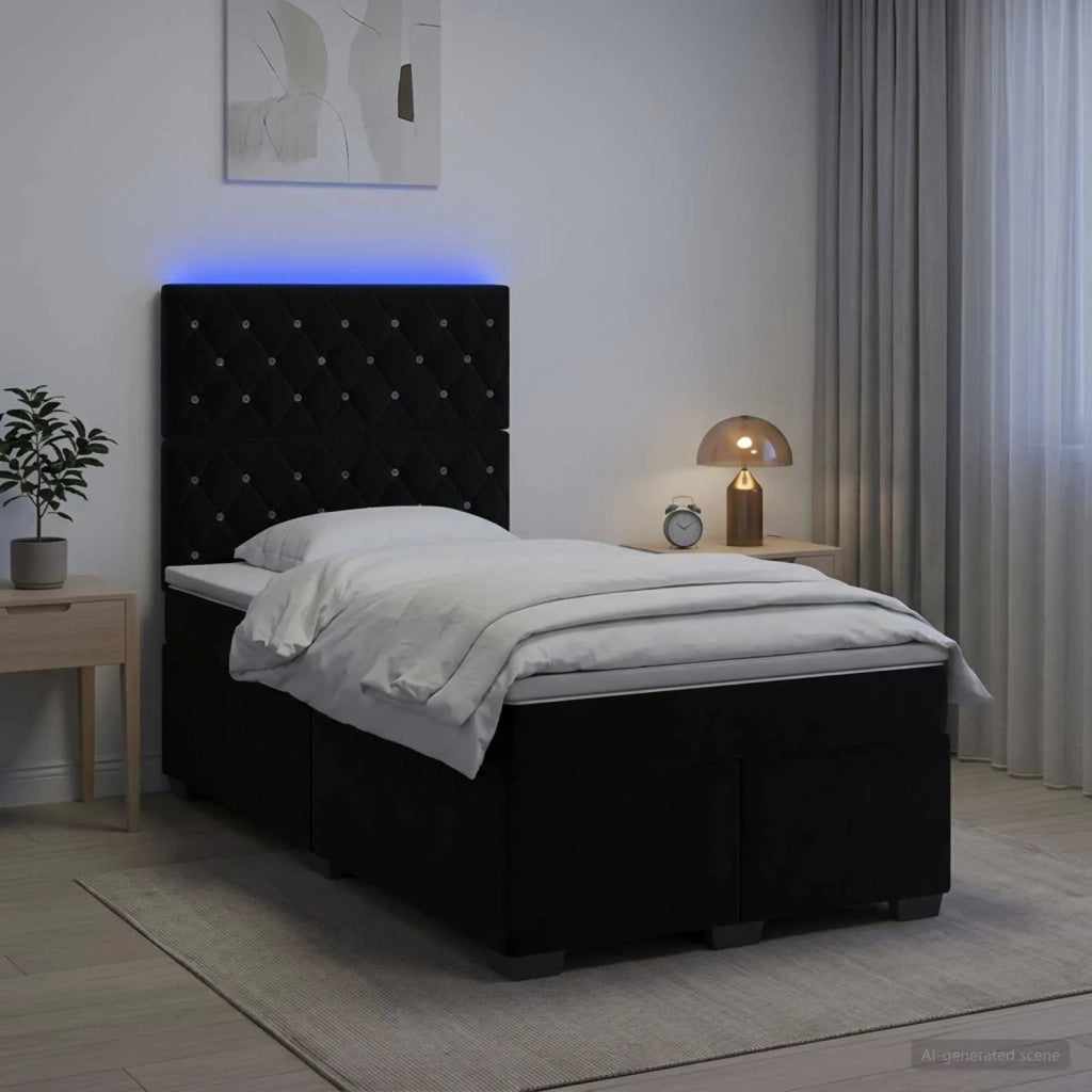 Letto box spring con materasso Nero 120 x 190 cm Velluto 3455062