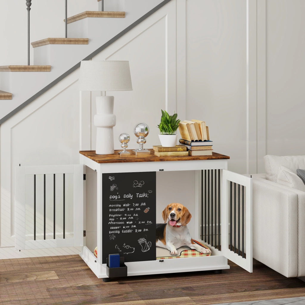 Gabbia per cani con 2 porte e lavagna ¨C Minimal ¨C 80x60x70 cm bianco