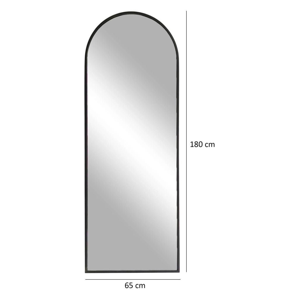 Rogno, Specchio Forma Rettangolare, 65x180h cm Nero Opaco