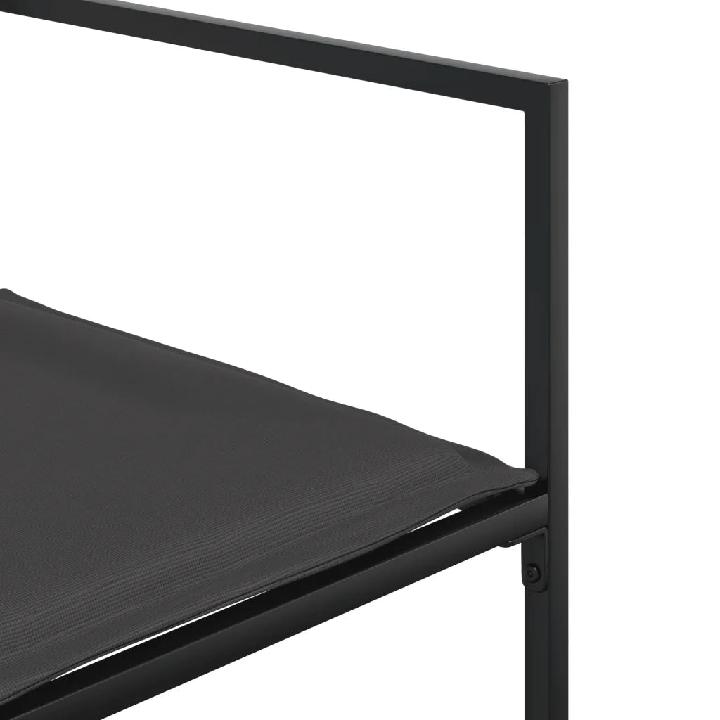 Set da Pranzo da Giardino 9 pz con Cuscini Nero in Textilene 3295075