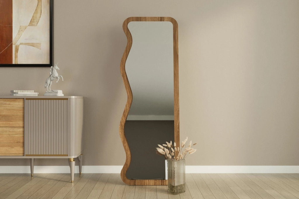 Bissonen\, Specchio Forma Rettangolare, 50x160h cm Marrone Noce