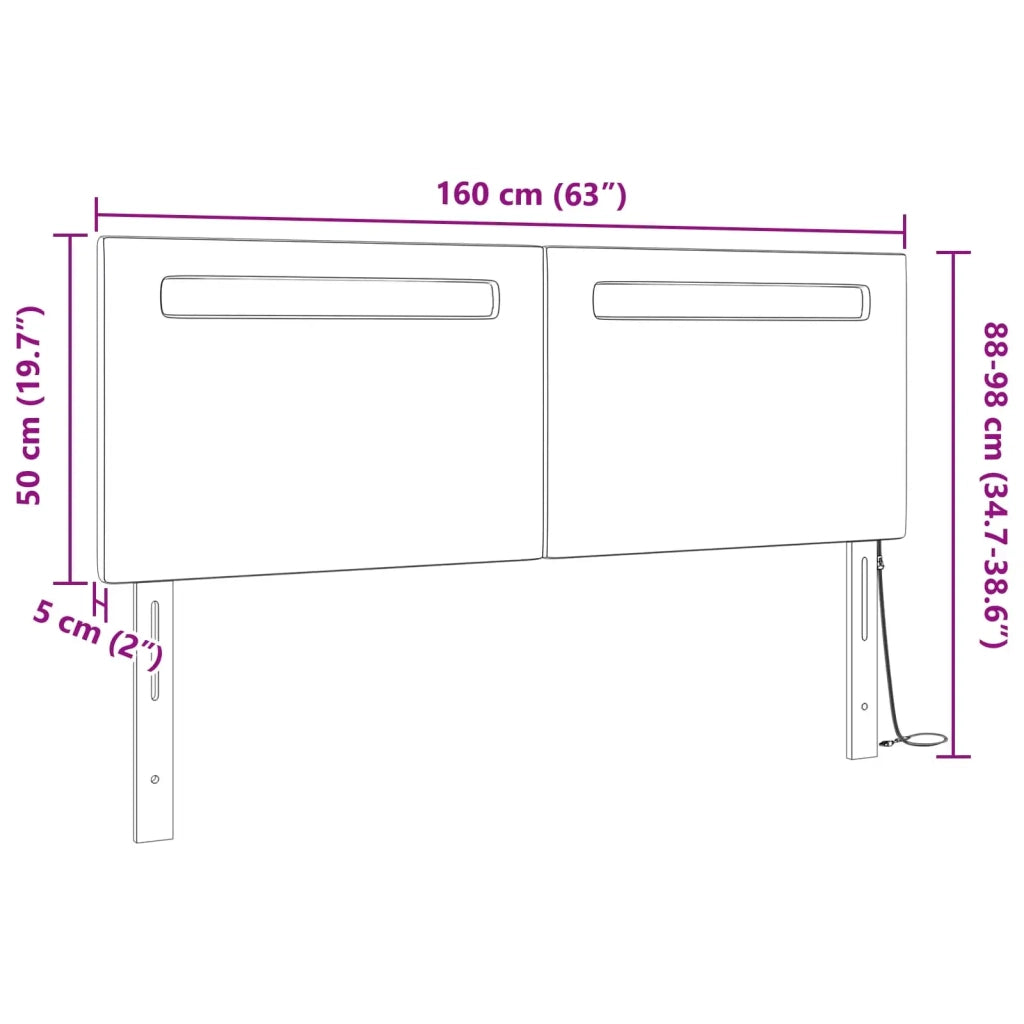 Testiera | Testata LED Bianco 160 cm Pelle Sintetica