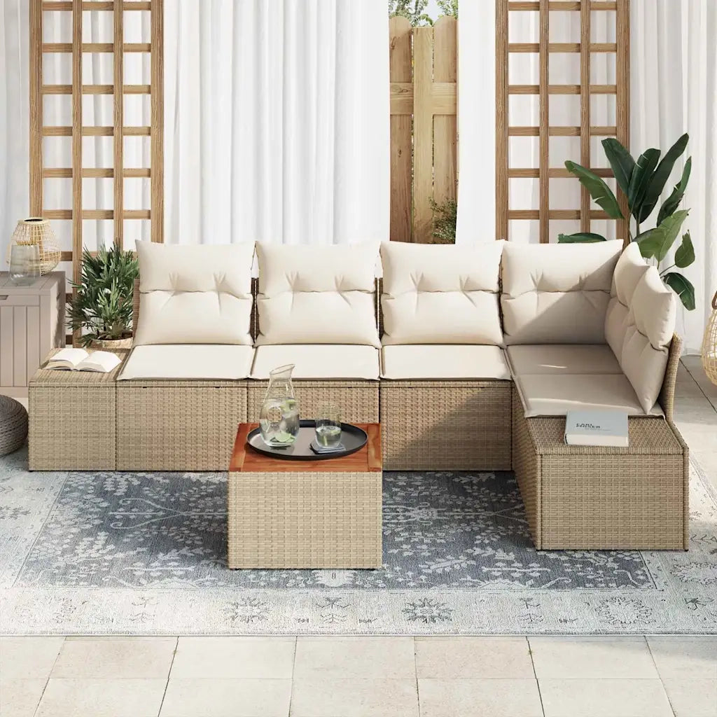 Set Divano da Giardino con cuscino 6 pcs Beige polyrattan 3347960