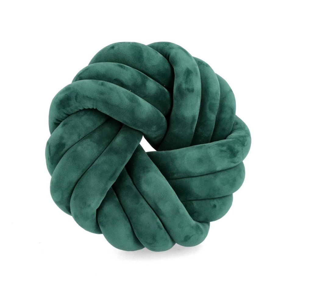 Set di 4 Cuscini Rotondi a Nodo in Velluto Avorio Ø38 cm - KRISH