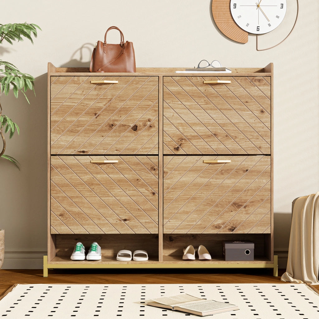 Scarpiera moderna in effetto legno - Zephmum - 4 ante - Compatta e robusta