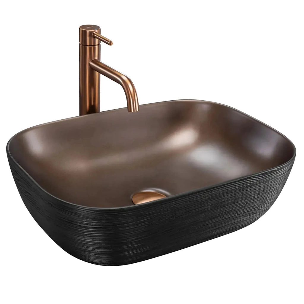 Lavabo Da Appoggio Rea Belinda Copper Brush / Black
