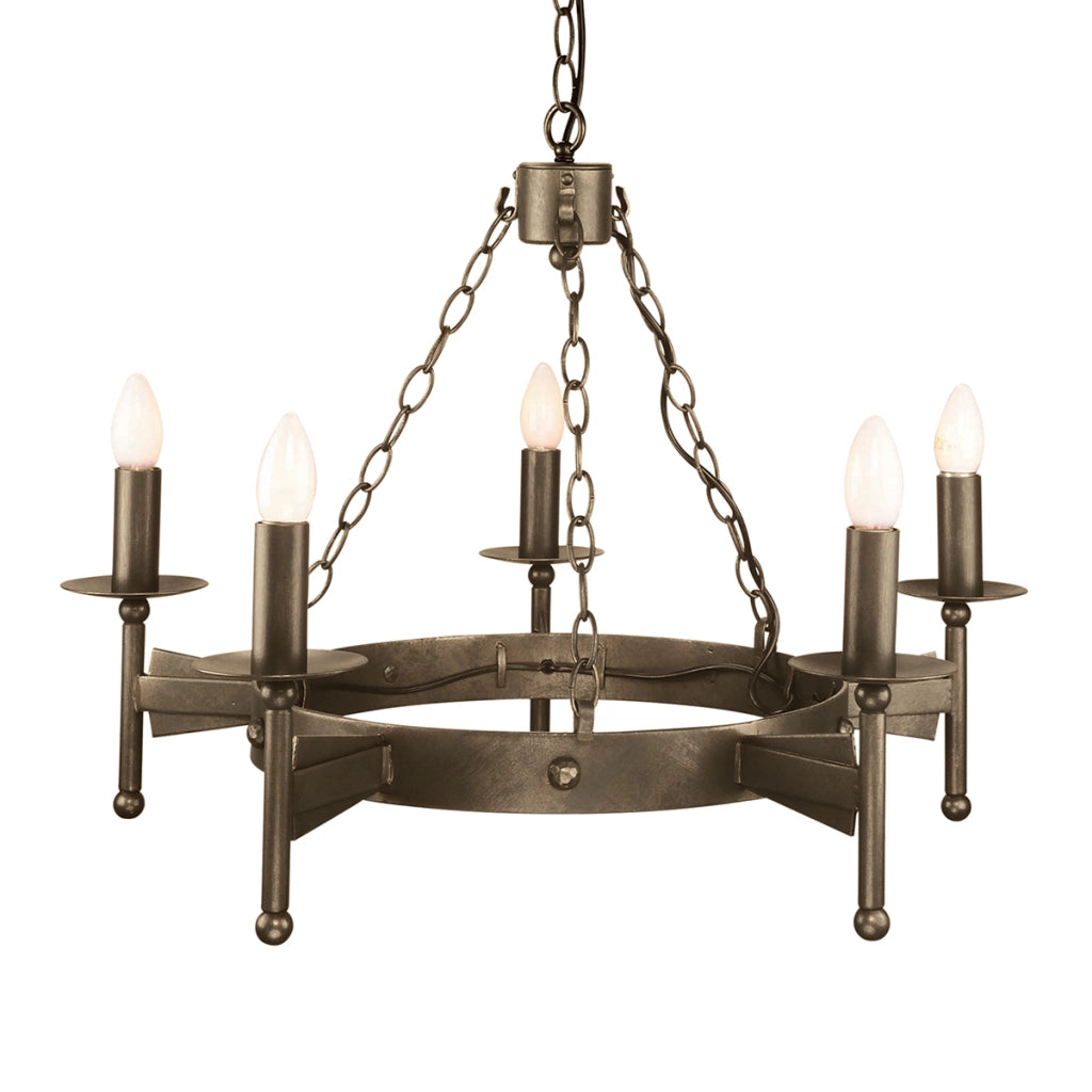 Lampadario gotico bronzo antico Cromwell 5xE14 Elstead