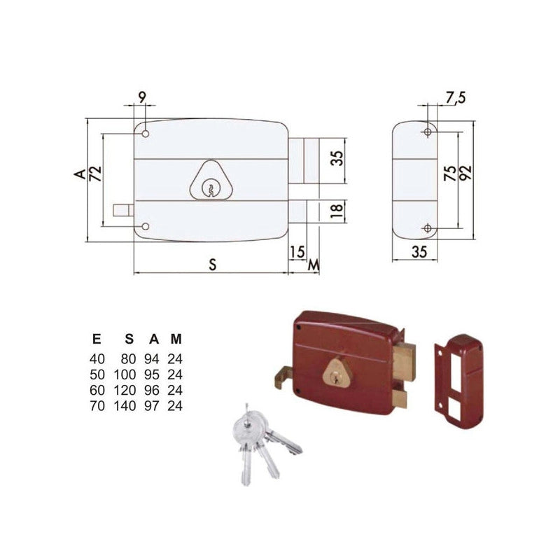 Serratura App.Legno Sx 50121-50-2 Cisa