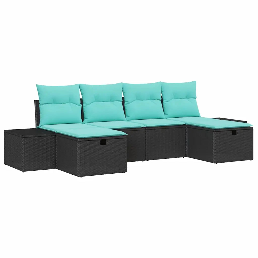 Set Divano da Giardino 6 pz Nero polyrattan 3359425