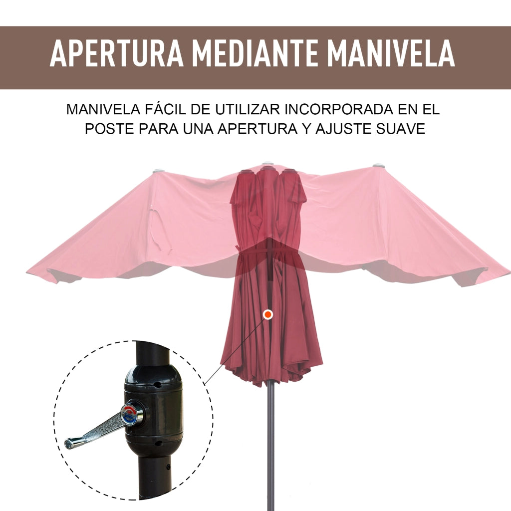 Ombrellone Doppio per Giardino ¨C zephmum ¨C Rosso Vino 455x265x238 cm