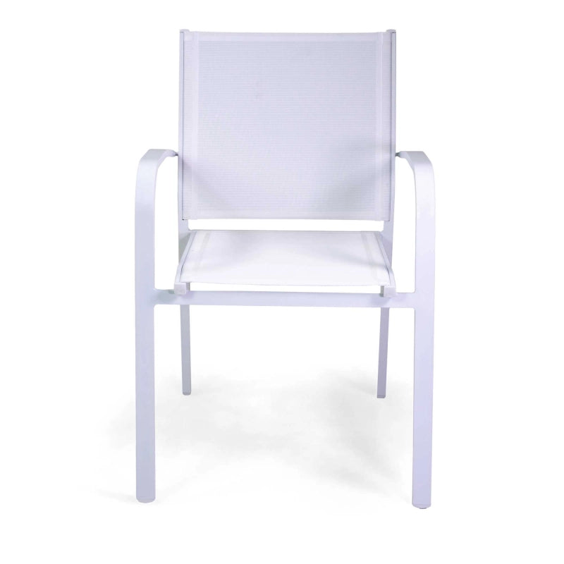 Poltrona alluminio sullivan bianca con textilene bianco cm 61x56h43/60/84