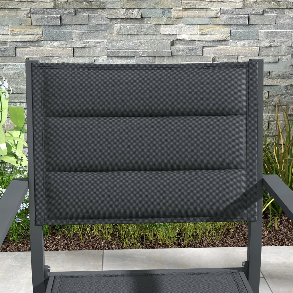 Sedia da giardino impilabile ¨C Minimal ¨C alluminio e textilene, con braccioli, 4 pezzi