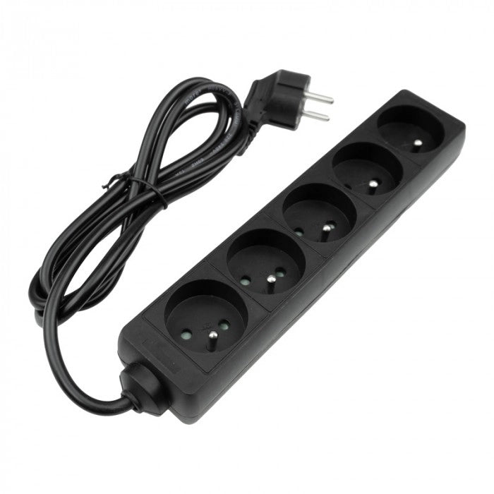 Multipresa 5 prese 1,5 m con terra 3x1,0 mm² nero Ecolight