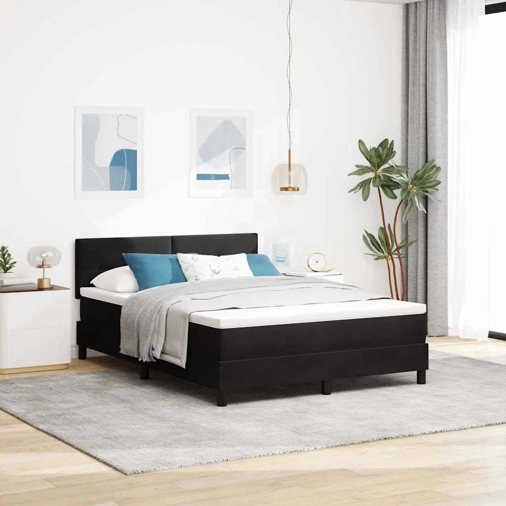 Letto a molle con materasso Nero 140 x 190 cm Velluto 3339172