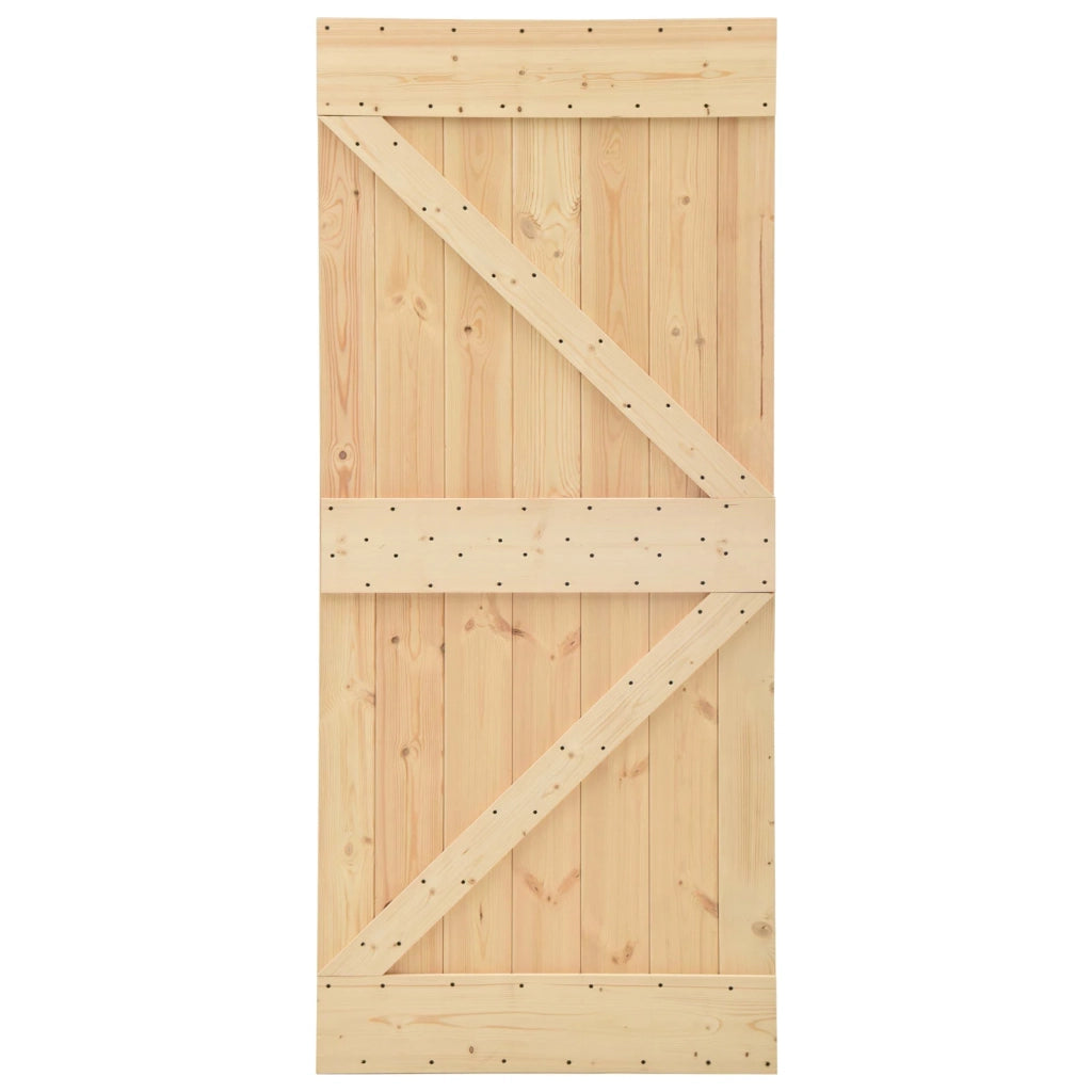 Porta scorrevole 2 pcs Naturale e Nero Legno Massello di Pino 3444887
